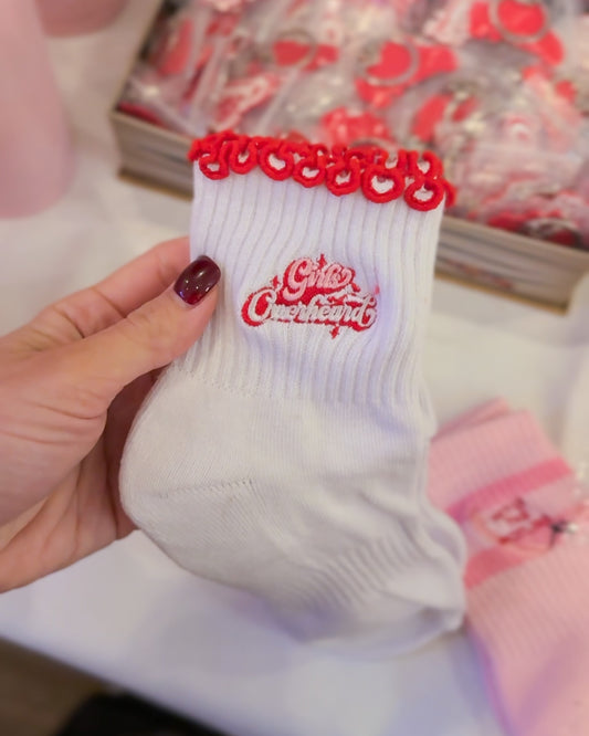 Girls Overheard Red Frill Socks