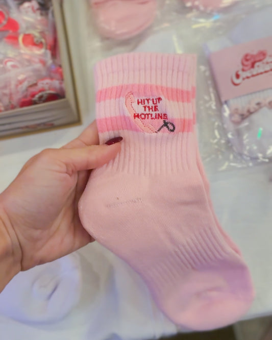 'Hit Up The Hotline' Pink Socks